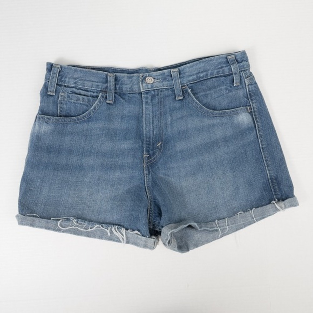 Levis 2014 Orange Tab Cut Off Jean Shorts Size 30 High Rise Raw Hem DIY Upcycled